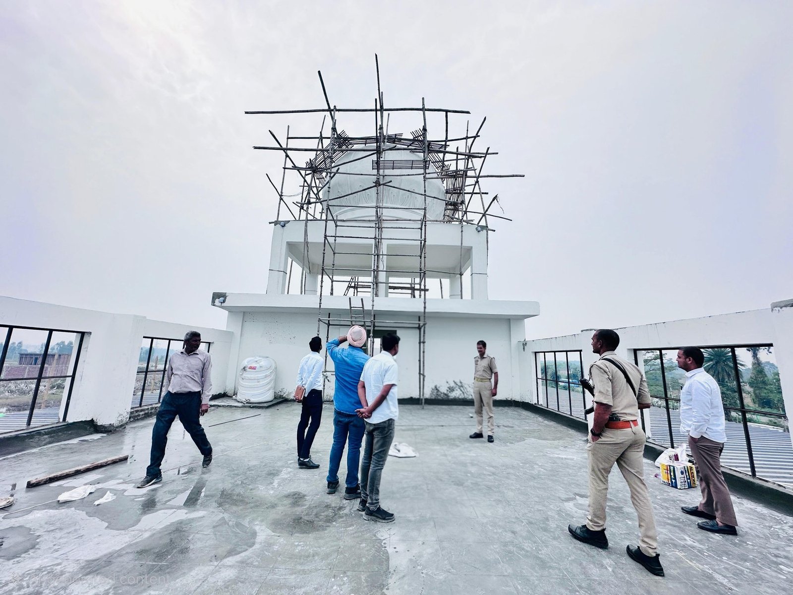 Departmental officers and site staff at an inspection on one of our works
